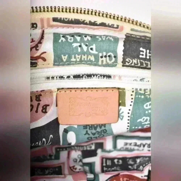 ANNA SUI Grey Orange Blue Spring Butterfly  Print Faux Snakeskin Zipped Belt Bag - Picture 6 of 11